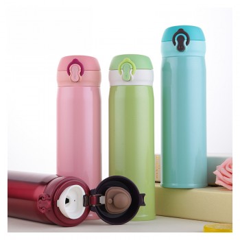 创意不锈钢锁扣弹跳盖保温杯真空随手保温保冷弹跳杯